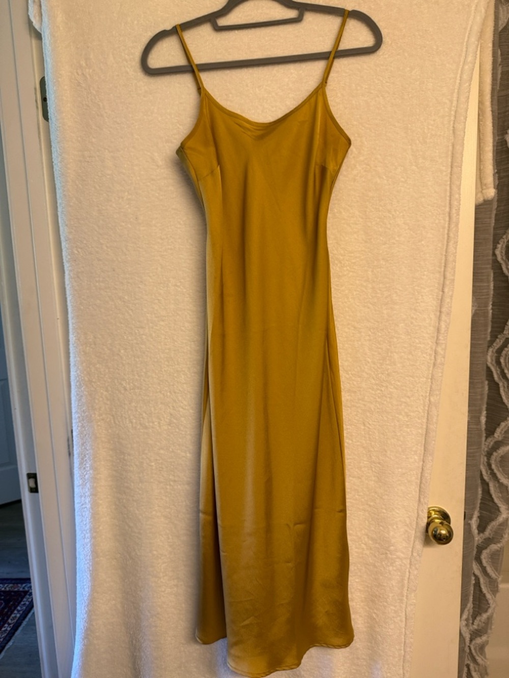 Levi's Beautiful Mustard Satin Slip Maxi Dress with adjustable Spaghetti Straps